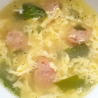 ウインナーとわかめの卵スープ(^^)